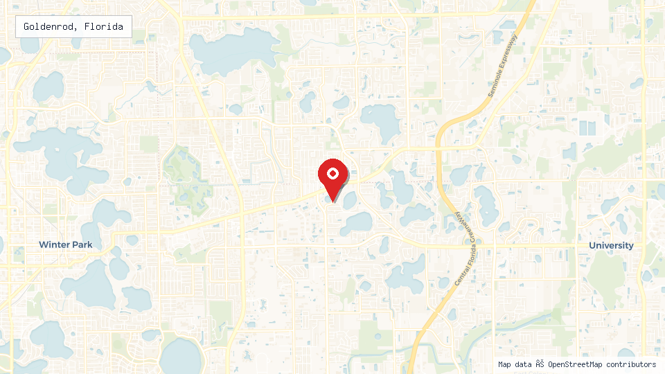 Street map of Goldenrod, Florida with location pin