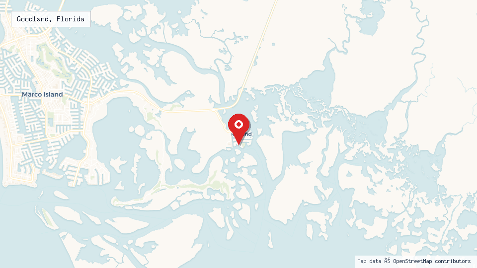 Street map of Goodland, Florida with location pin