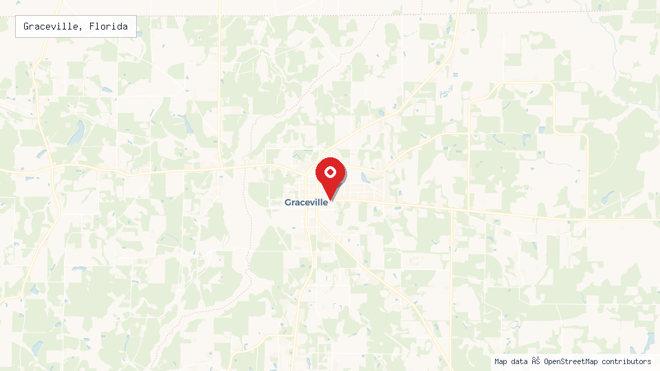 Street map of Graceville, Florida with location pin