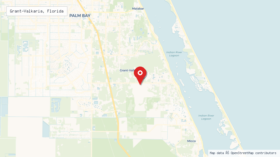 Street map of Grant-Valkaria, Florida with location pin