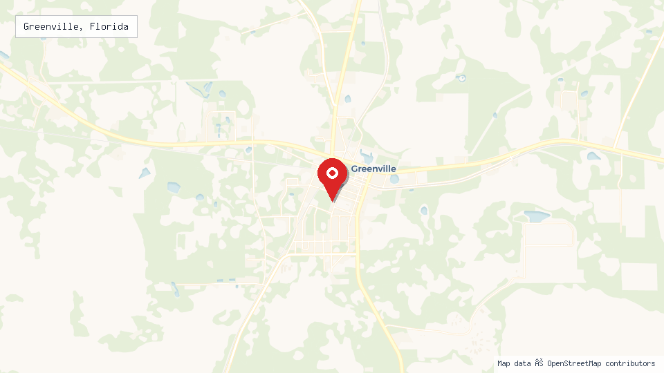 Street map of Greenville, Florida with location pin