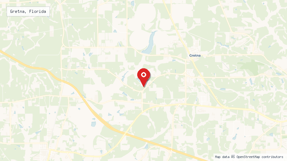 Street map of Gretna, Florida with location pin