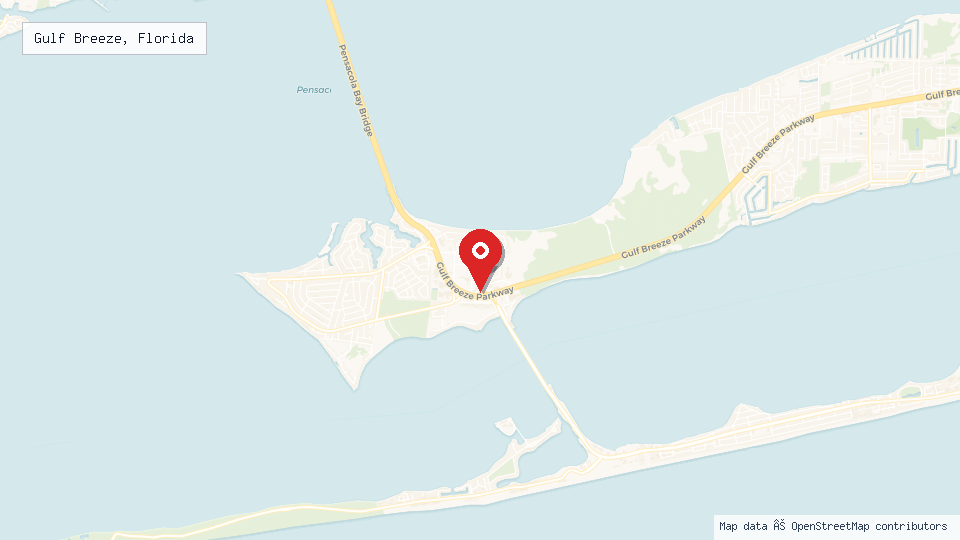Street map of Gulf Breeze, Florida with location pin