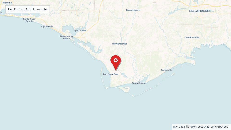 Street map of Gulf County, Florida with location pin