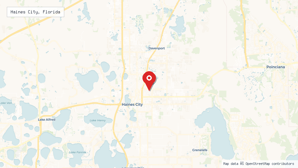 Street map of Haines City, Florida with location pin