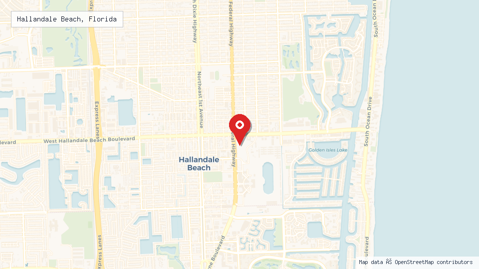 Street map of Hallandale Beach, Florida with location pin