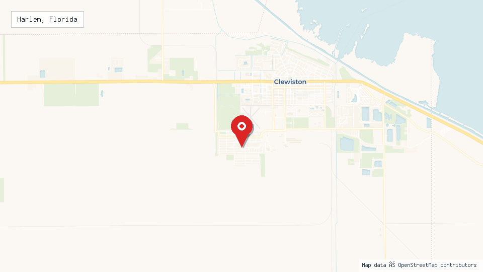 Street map of Harlem, Florida with location pin