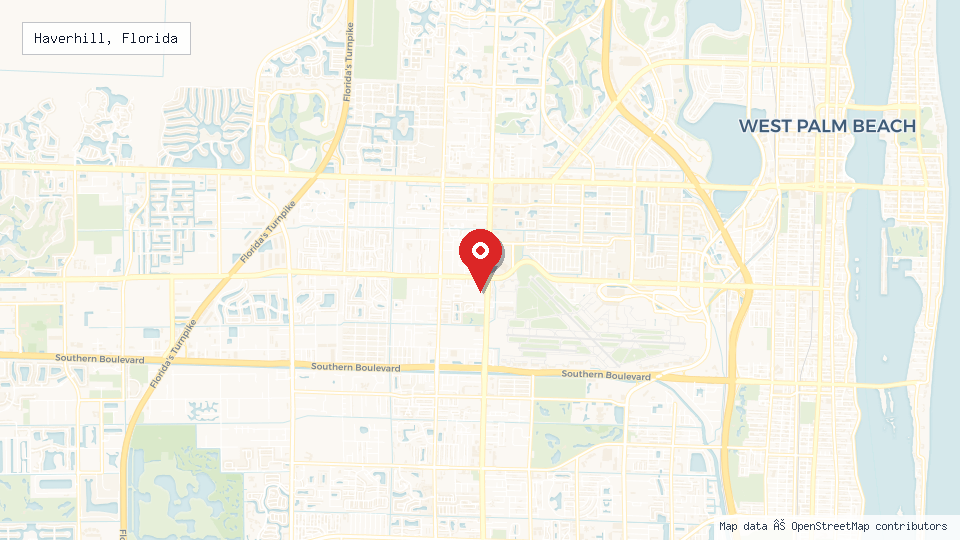 Street map of Haverhill, Florida with location pin