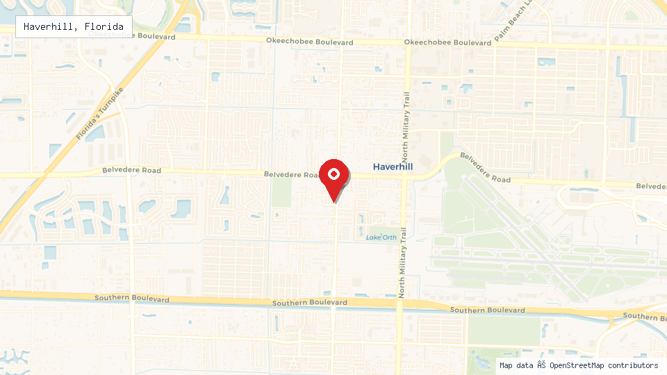 Street map of Haverhill, Florida with location pin