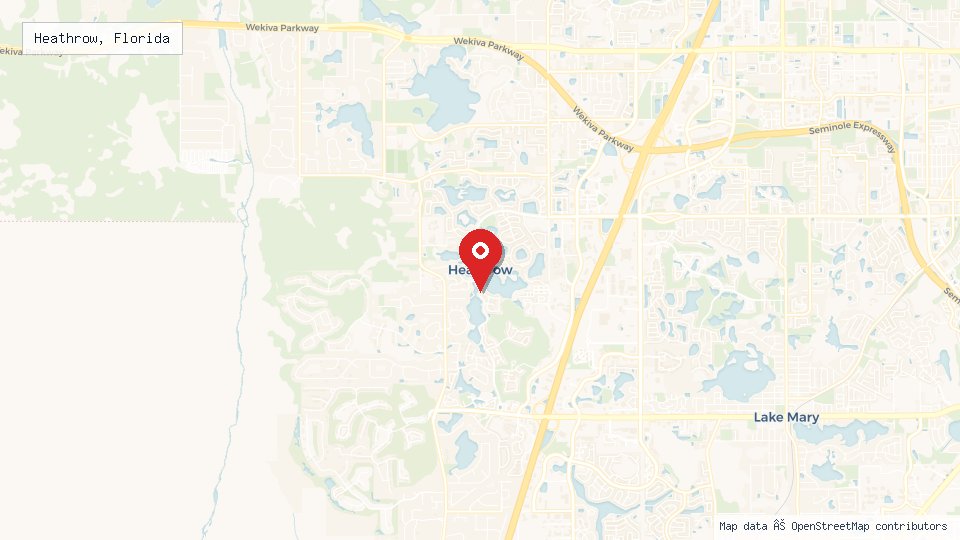 Street map of Heathrow, Florida with location pin