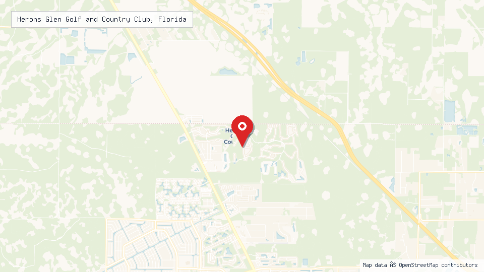 Street map of Herons Glen Golf and Country Club, Florida with location pin