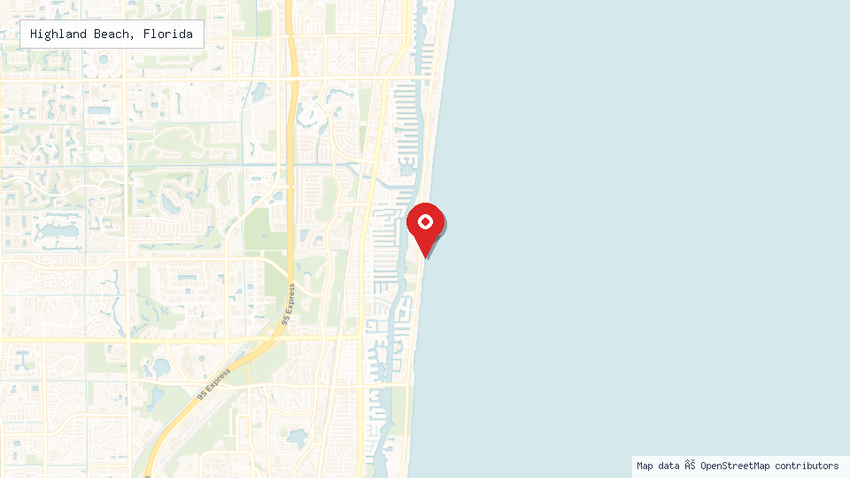 Street map of Highland Beach, Florida with location pin