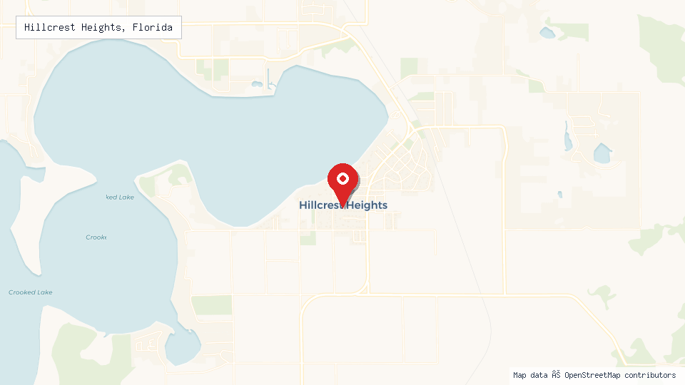 Street map of Hillcrest Heights, Florida with location pin