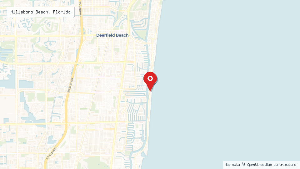 Street map of Hillsboro Beach, Florida with location pin