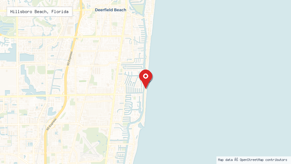 Street map of Hillsboro Beach, Florida with location pin
