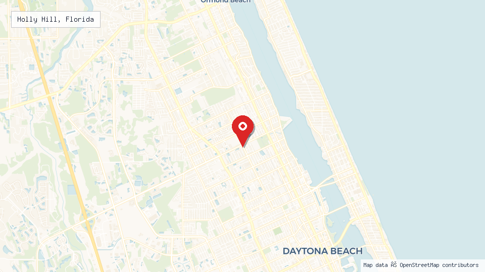 Street map of Holly Hill, Florida with location pin
