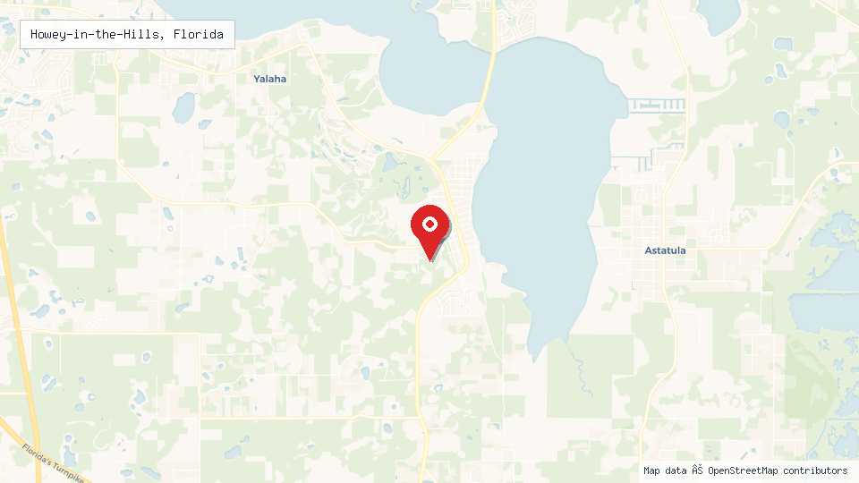 Street map of Howey-in-the-Hills, Florida with location pin