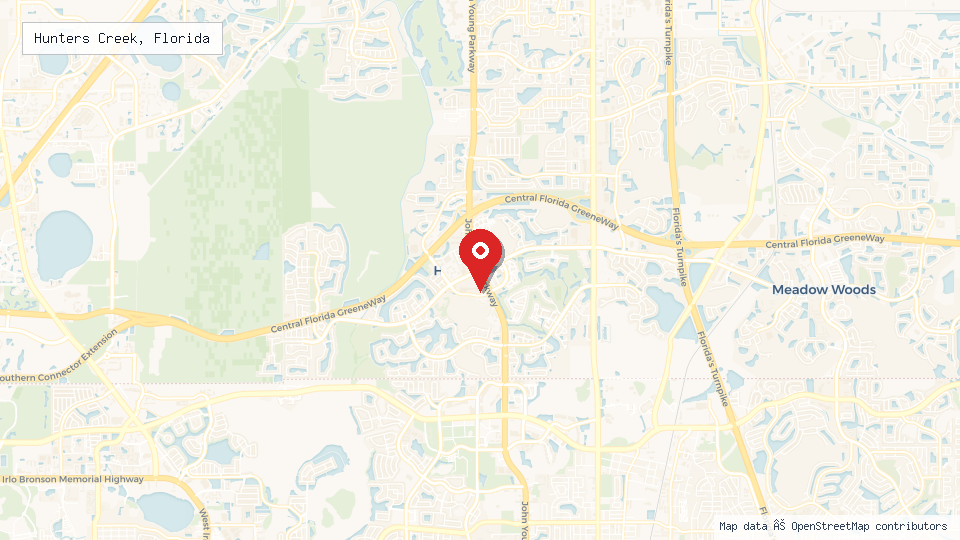 Street map of Hunters Creek, Florida with location pin