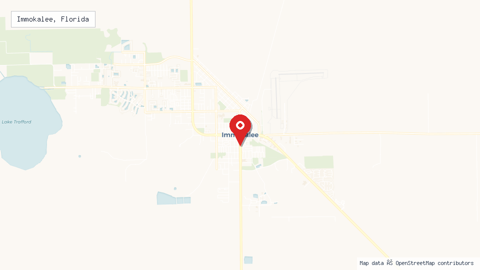 Street map of Immokalee, Florida with location pin