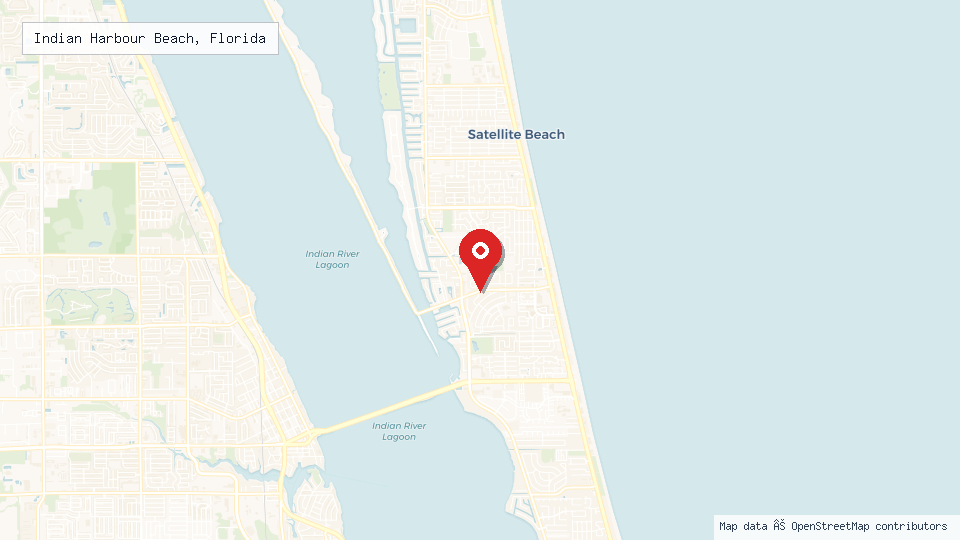 Street map of Indian Harbour Beach, Florida with location pin