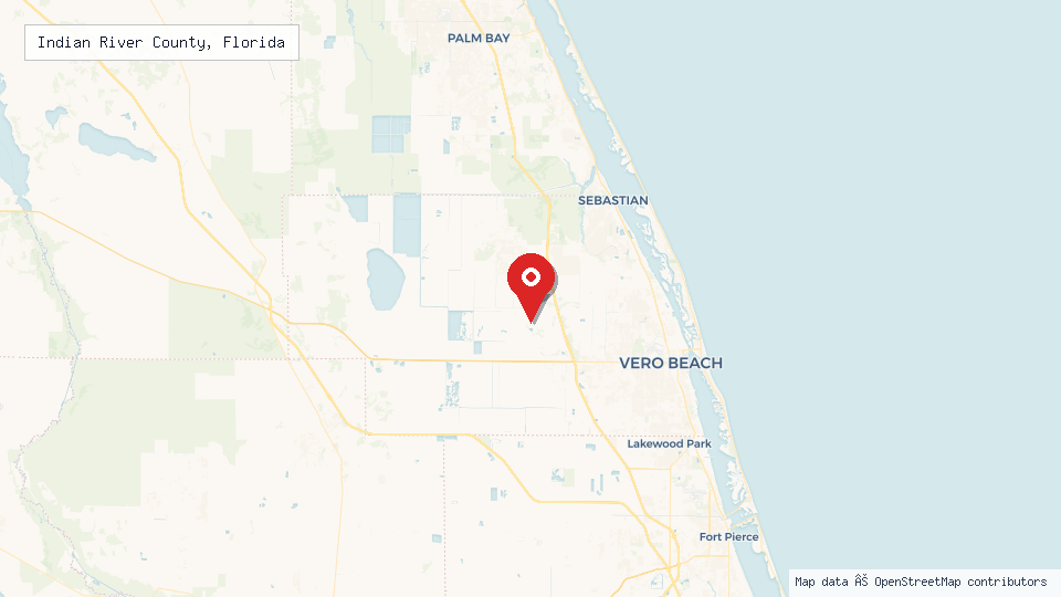 Street map of Indian River County, Florida with location pin