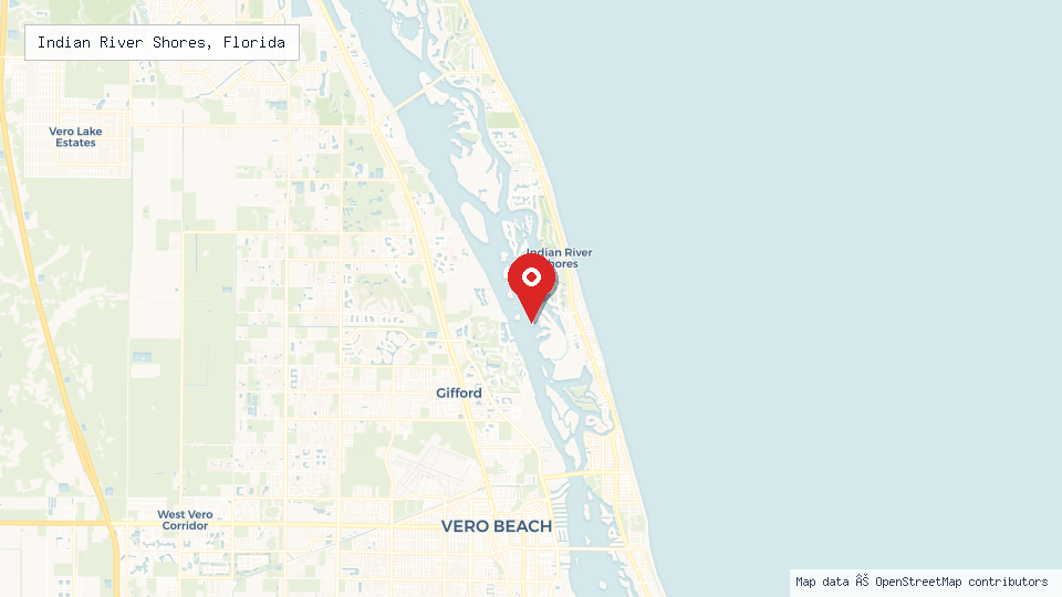 Street map of Indian River Shores, Florida with location pin