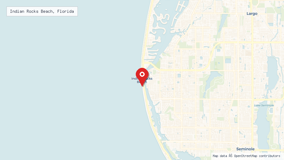 Street map of Indian Rocks Beach, Florida with location pin