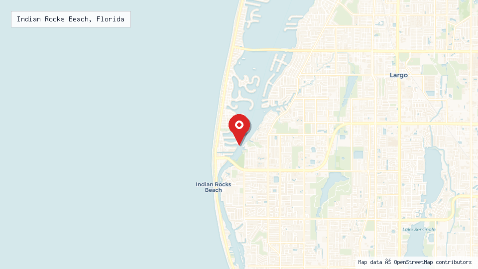 Street map of Indian Rocks Beach, Florida with location pin