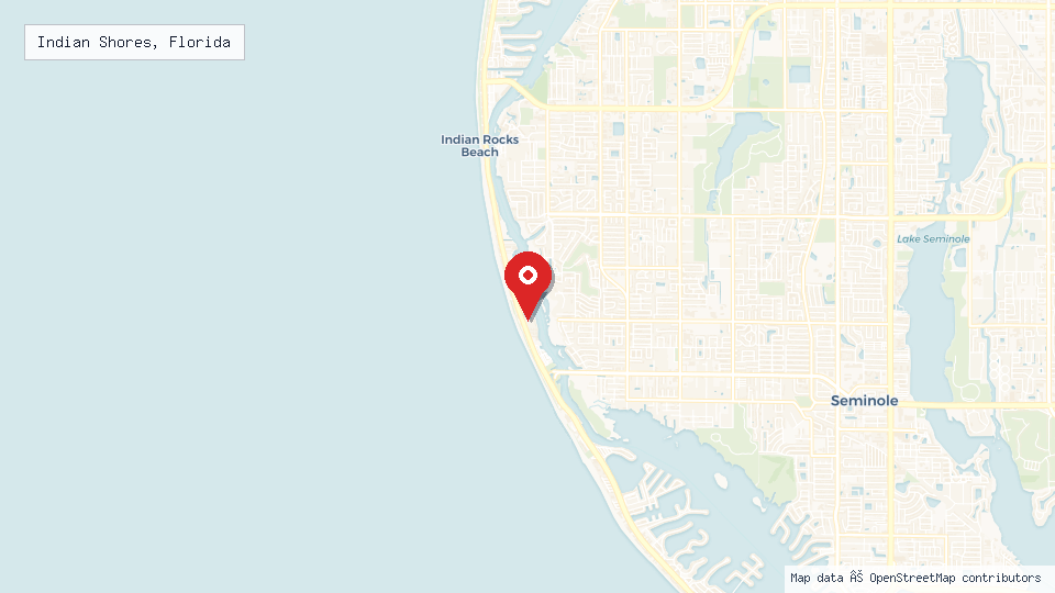 Street map of Indian Shores, Florida with location pin