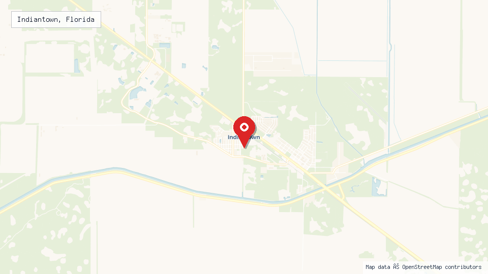Street map of Indiantown, Florida with location pin