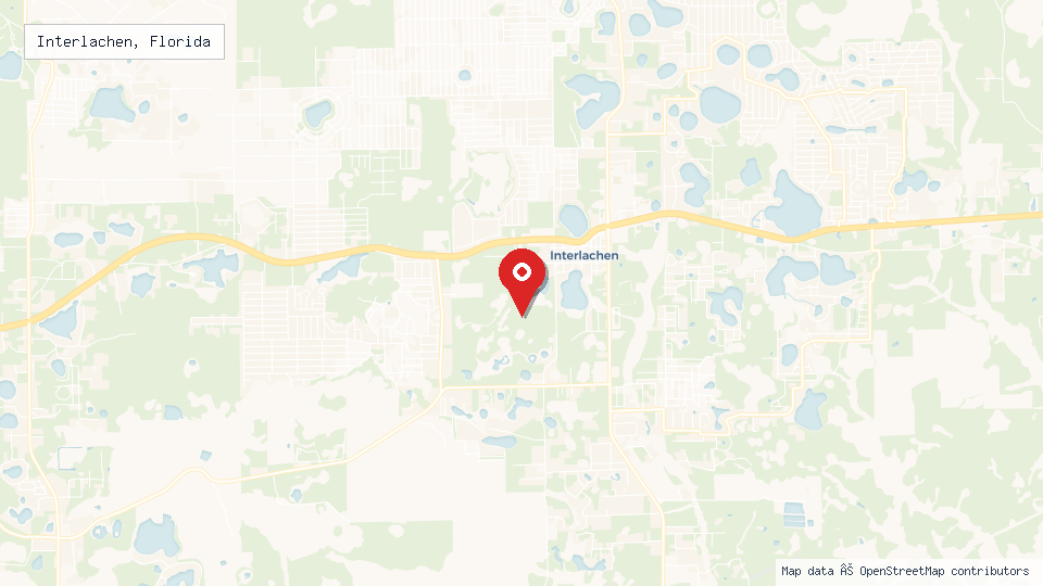 Street map of Interlachen, Florida with location pin