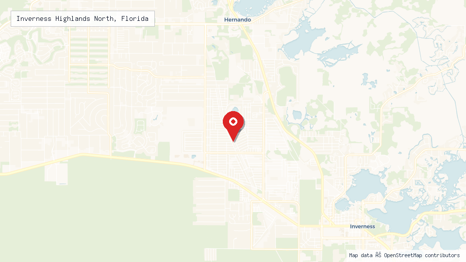 Street map of Inverness Highlands North, Florida with location pin