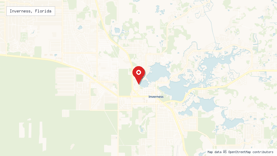 Street map of Inverness, Florida with location pin