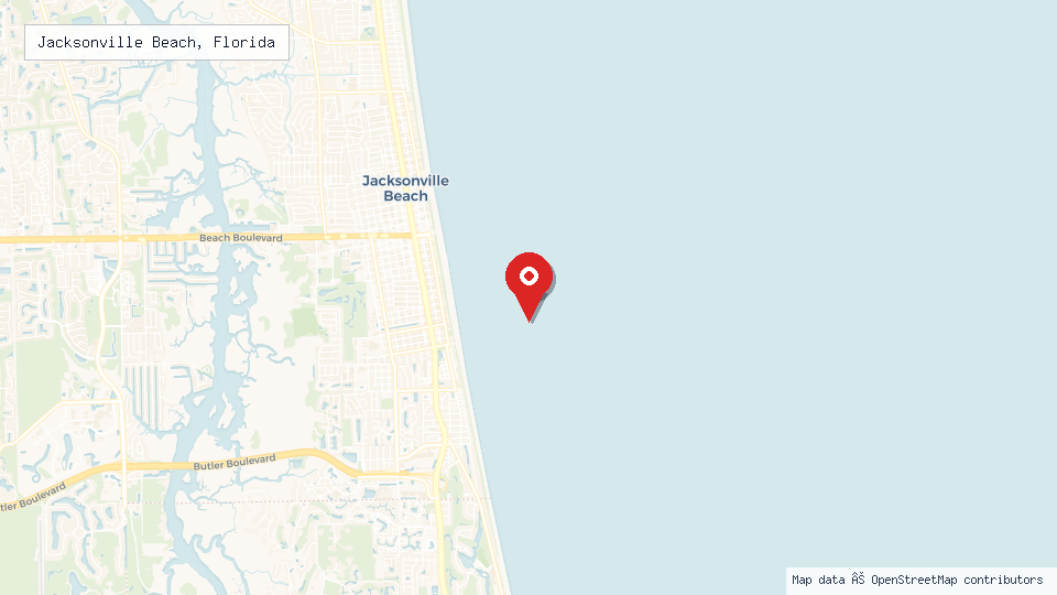 Street map of Jacksonville Beach, Florida with location pin