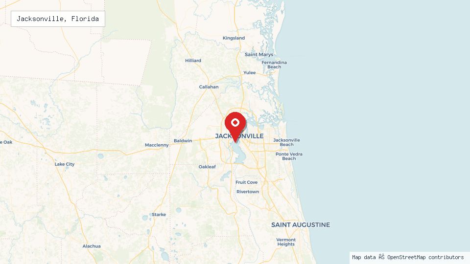 Street map of Jacksonville, Florida with location pin