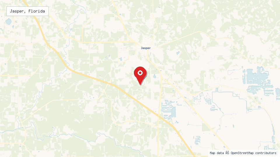 Street map of Jasper, Florida with location pin