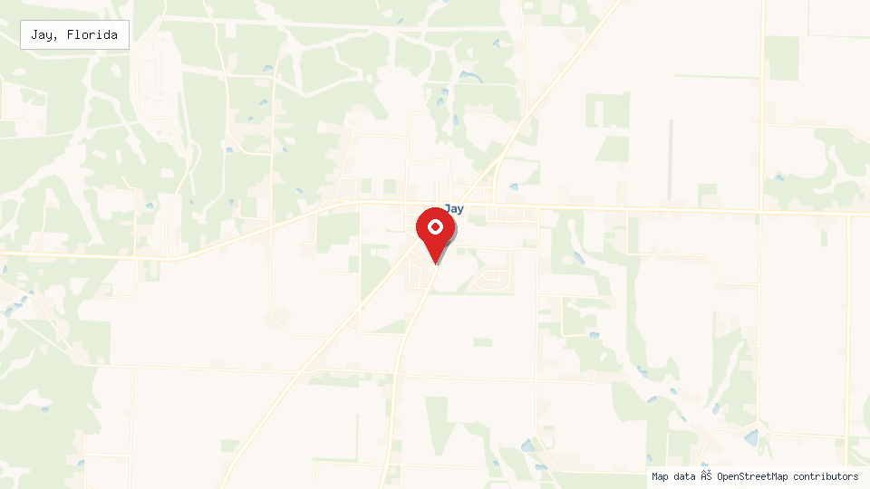 Street map of Jay, Florida with location pin