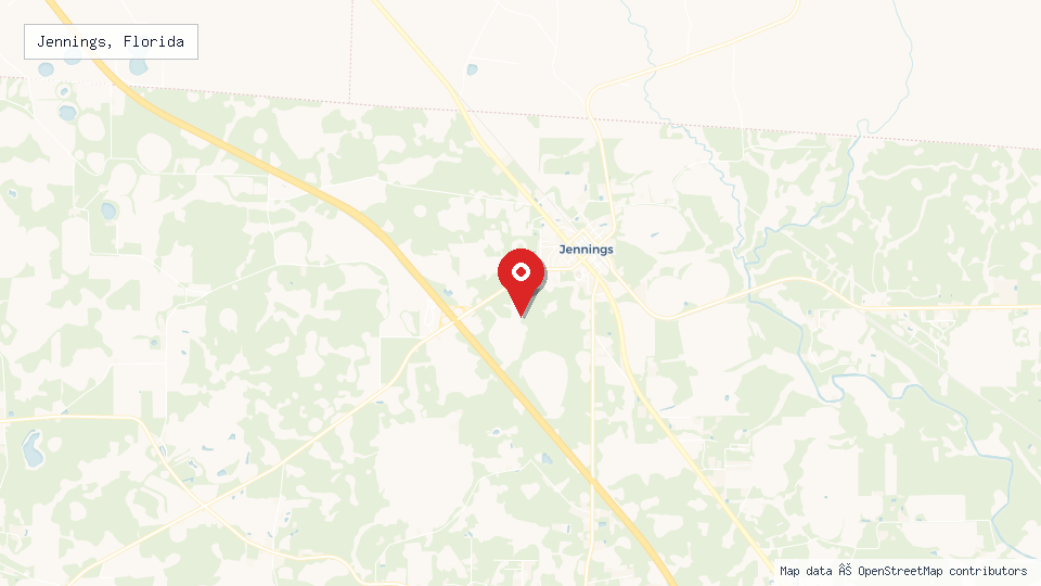 Street map of Jennings, Florida with location pin