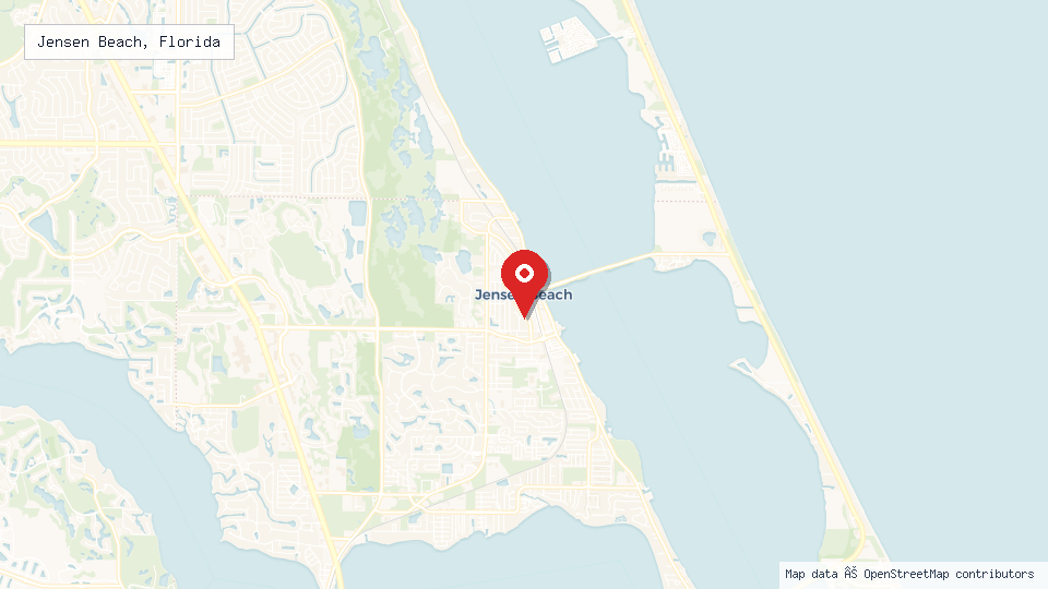 Street map of Jensen Beach, Florida with location pin