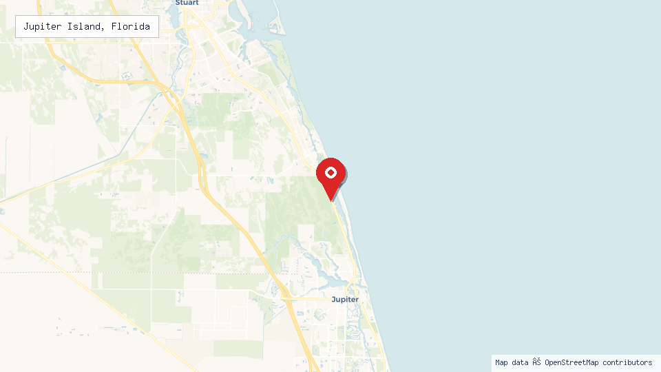 Street map of Jupiter Island, Florida with location pin