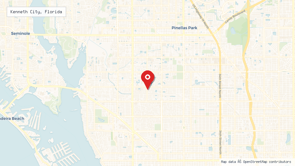 Street map of Kenneth City, Florida with location pin