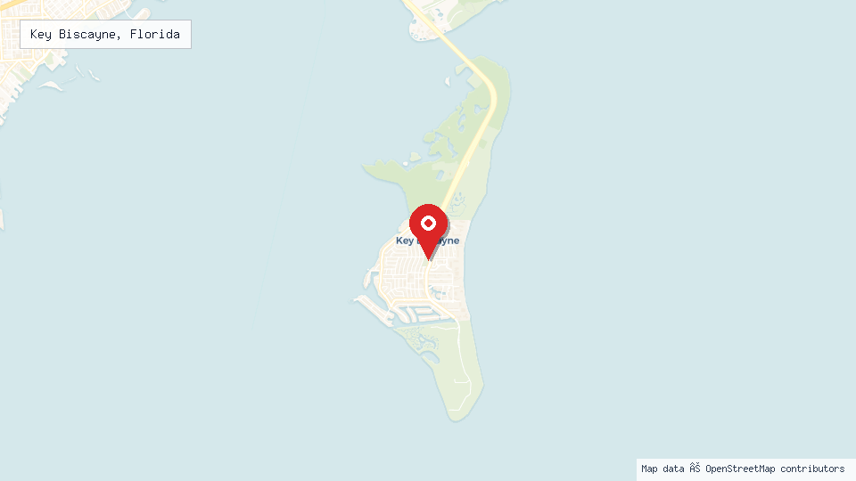 Street map of Key Biscayne, Florida with location pin