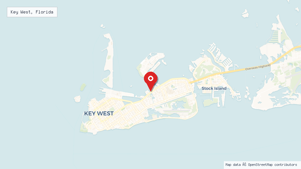 Street map of Key West, Florida with location pin
