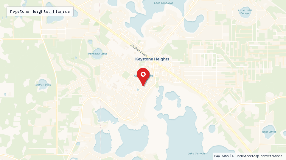 Street map of Keystone Heights, Florida with location pin