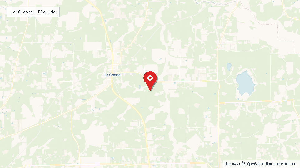 Street map of La Crosse, Florida with location pin