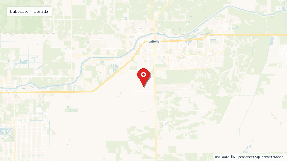 Street map of LaBelle, Florida with location pin