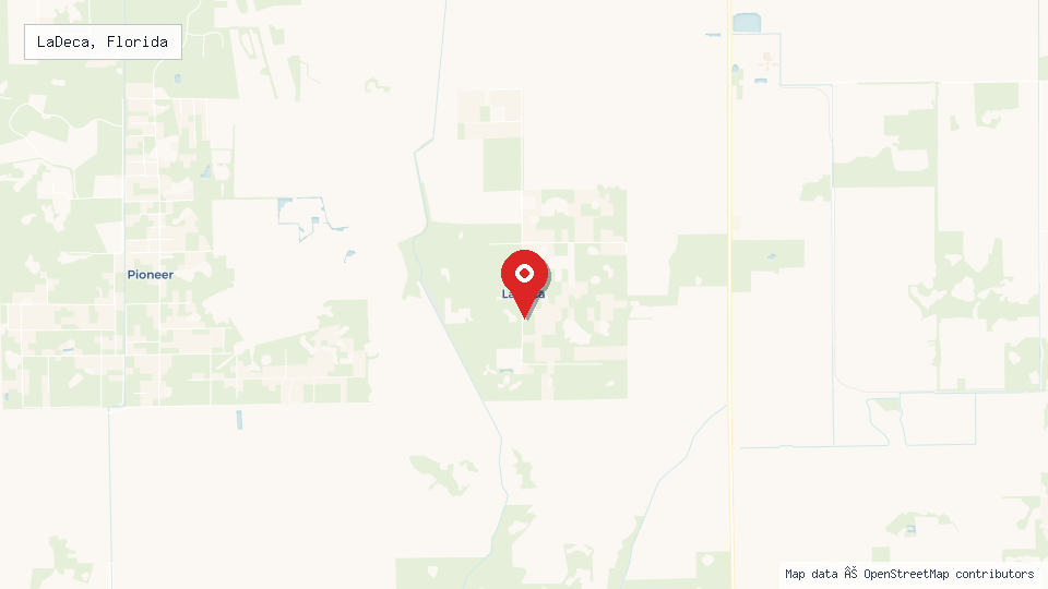 Street map of LaDeca, Florida with location pin