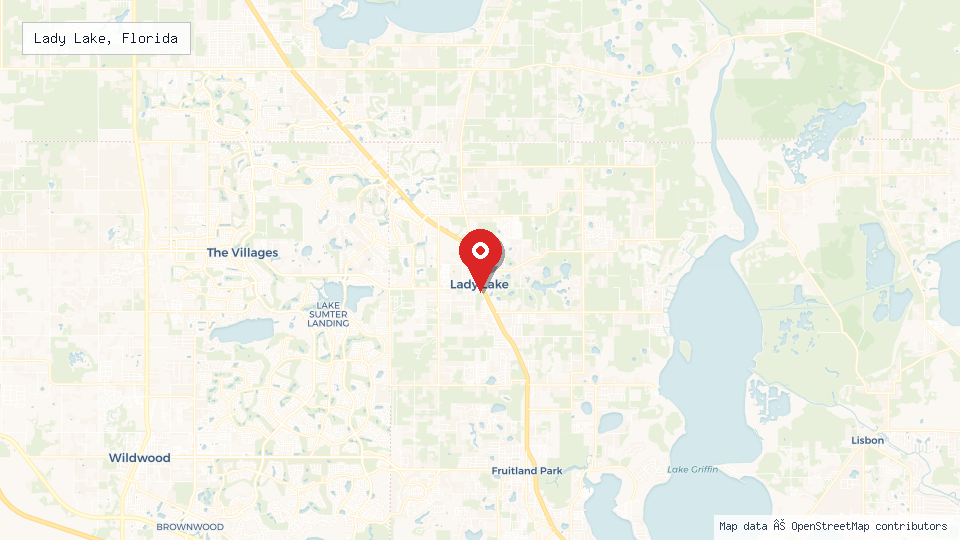 Street map of Lady Lake, Florida with location pin