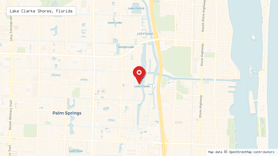 Street map of Lake Clarke Shores, Florida with location pin