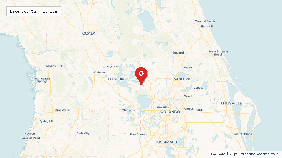 Street map of Lake County, Florida with location pin